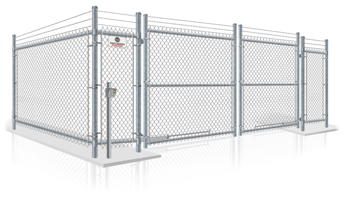 Commercial chain link security gate with barbed wire installation company in the Southeast Georgia area.